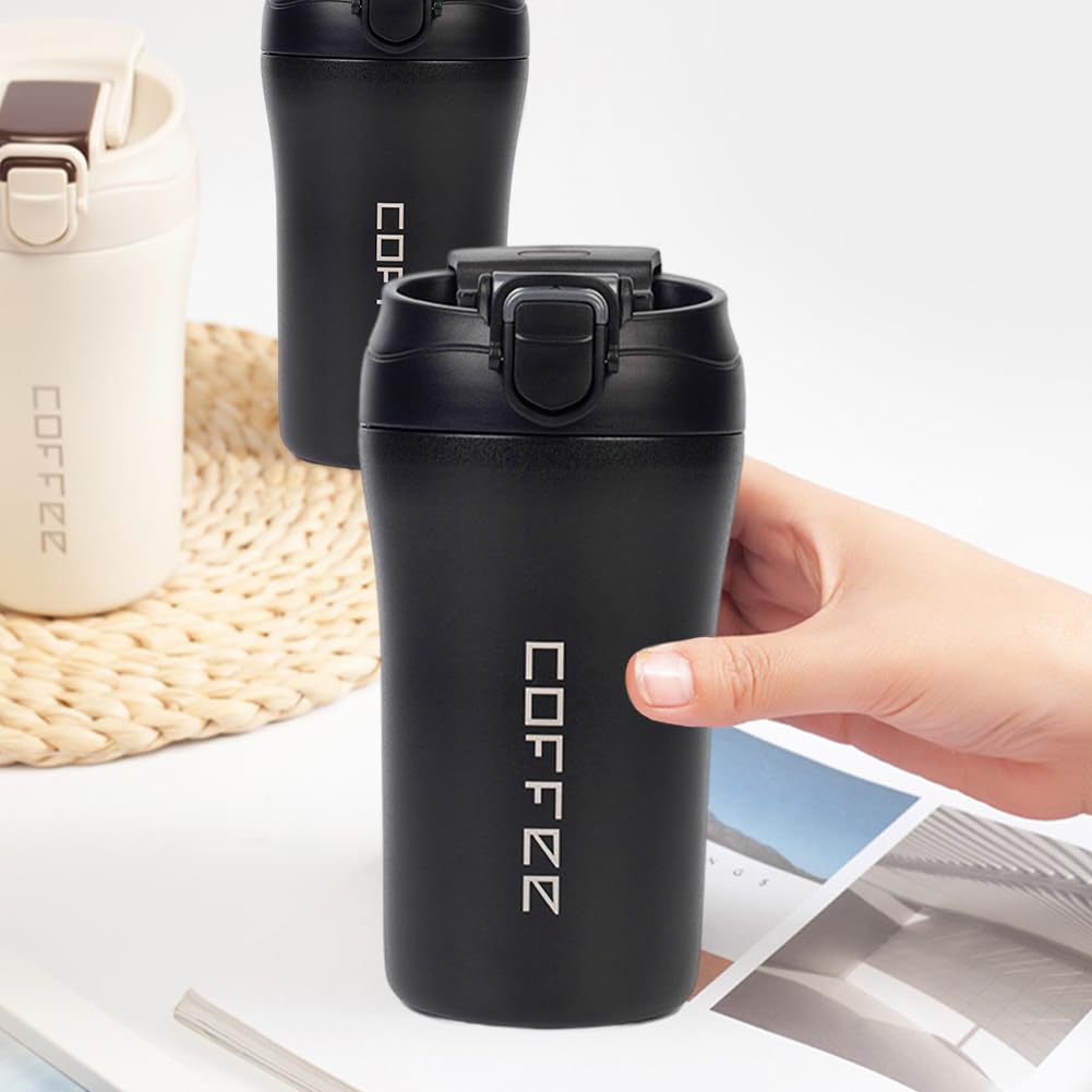 14oz 2 Pack Insulated Stainless Steel Coffee Tumbler Set with Lid and Straw I31933