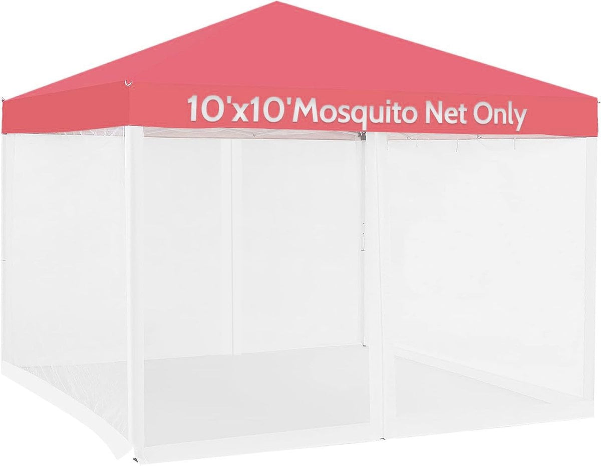 Mosquito Net 4-Panel Canopy Screen Wall with Zipper White I7667