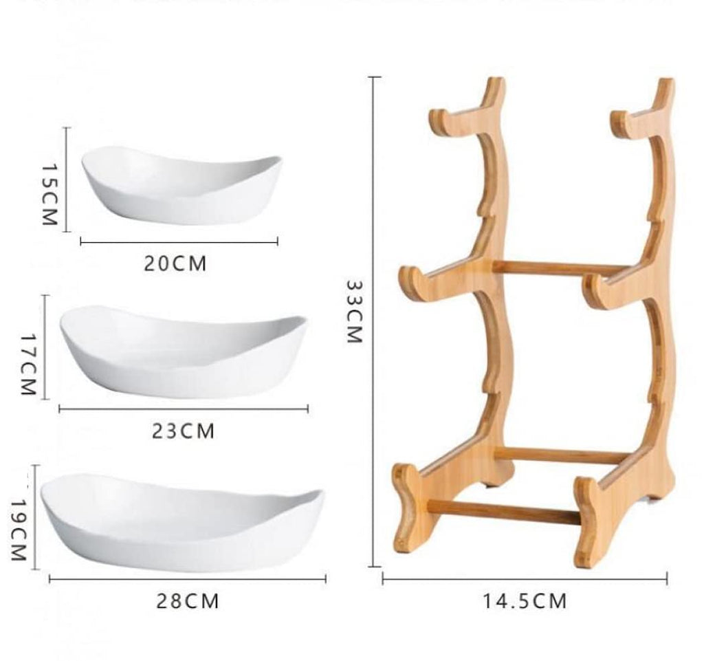 3 Tier Ceramic Fruit Basket with Holder E3837
