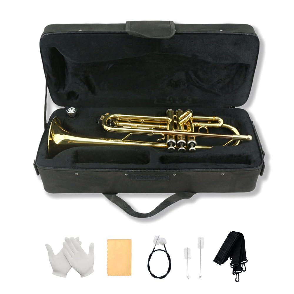 Standard Trumpet Set with Carrying Case 7C Mouthpiece Brass Q69380