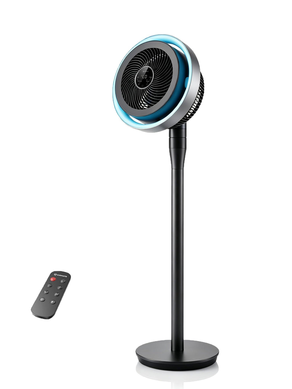 Standing Fan with Light, Digital Display, Adjustable Height, Remote, DarkGrey S730720