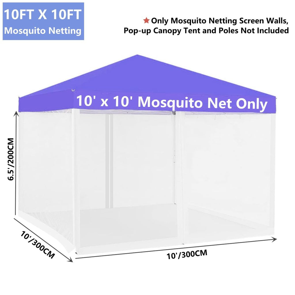 Mosquito Net 4-Panel Canopy Screen Wall with Zipper White I7667