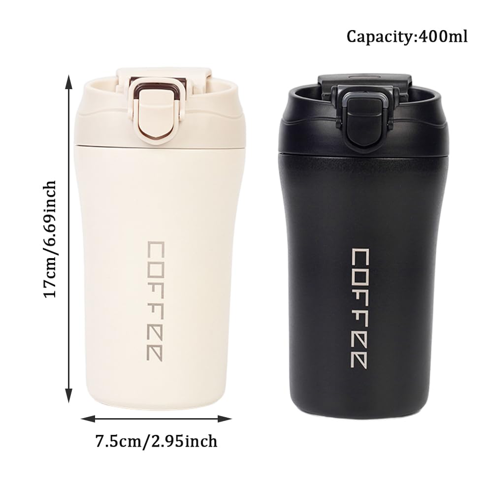 14oz 2 Pack Insulated Stainless Steel Coffee Tumbler Set with Lid and Straw I31933