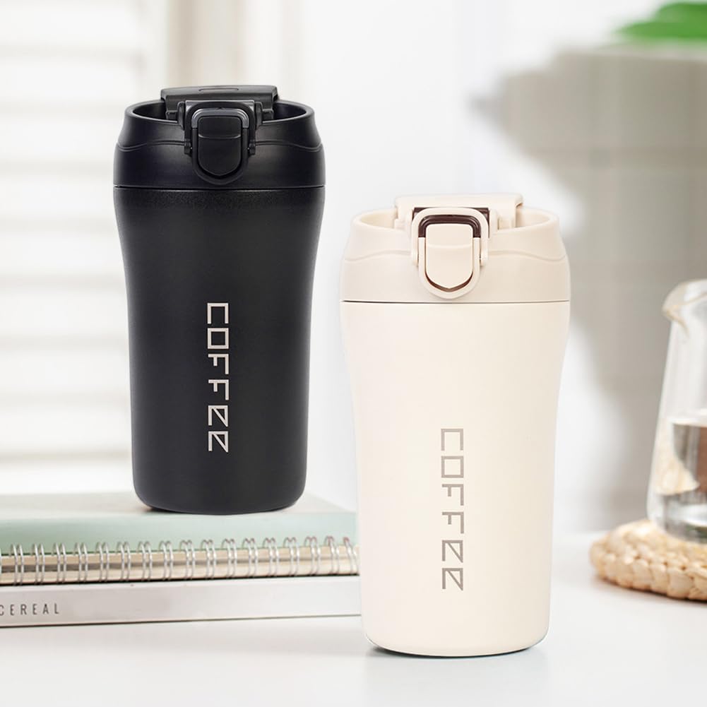 14oz 2 Pack Insulated Stainless Steel Coffee Tumbler Set with Lid and Straw I31933