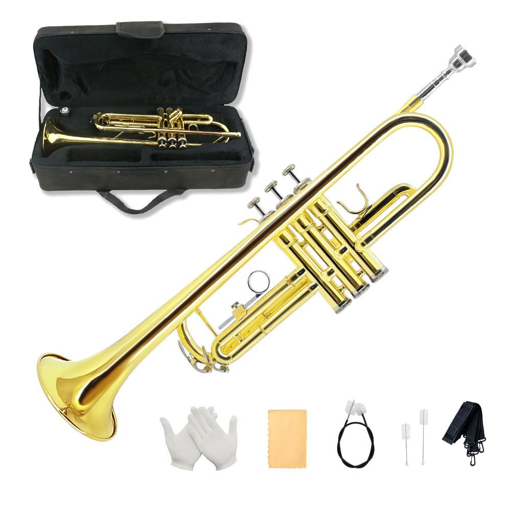 Standard Trumpet Set with Carrying Case 7C Mouthpiece Brass Q69380