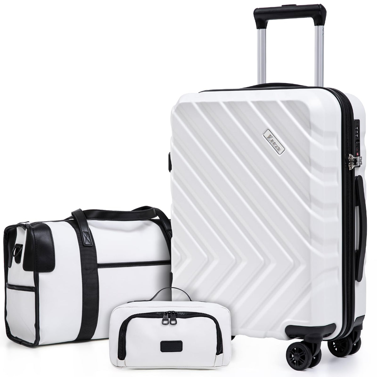 3 Piece White Carry On Luggage Set A504905