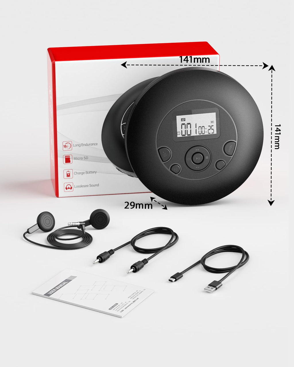Portable CD Player Rechargeable with Headphones T968