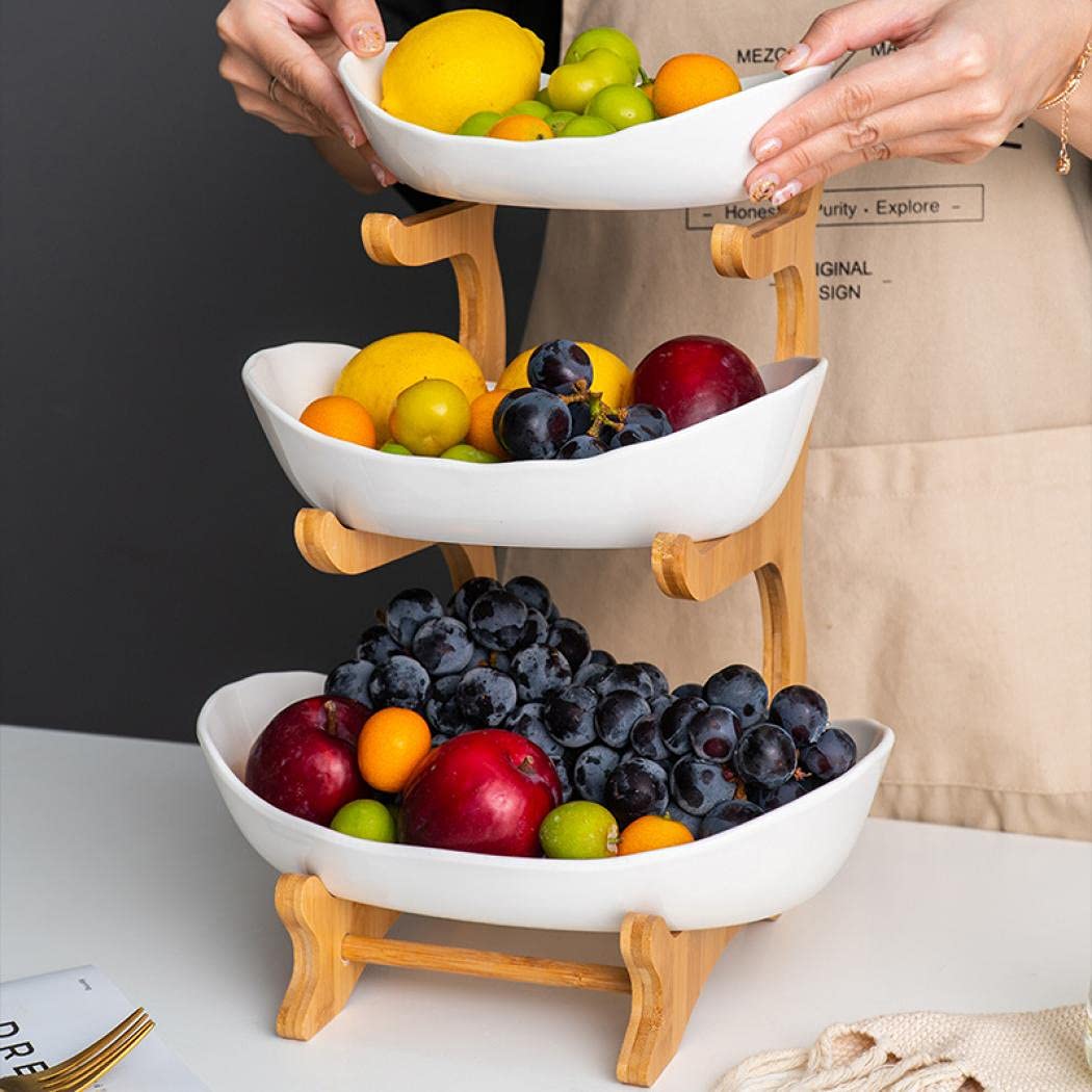 3 Tier Ceramic Fruit Basket with Holder E3837