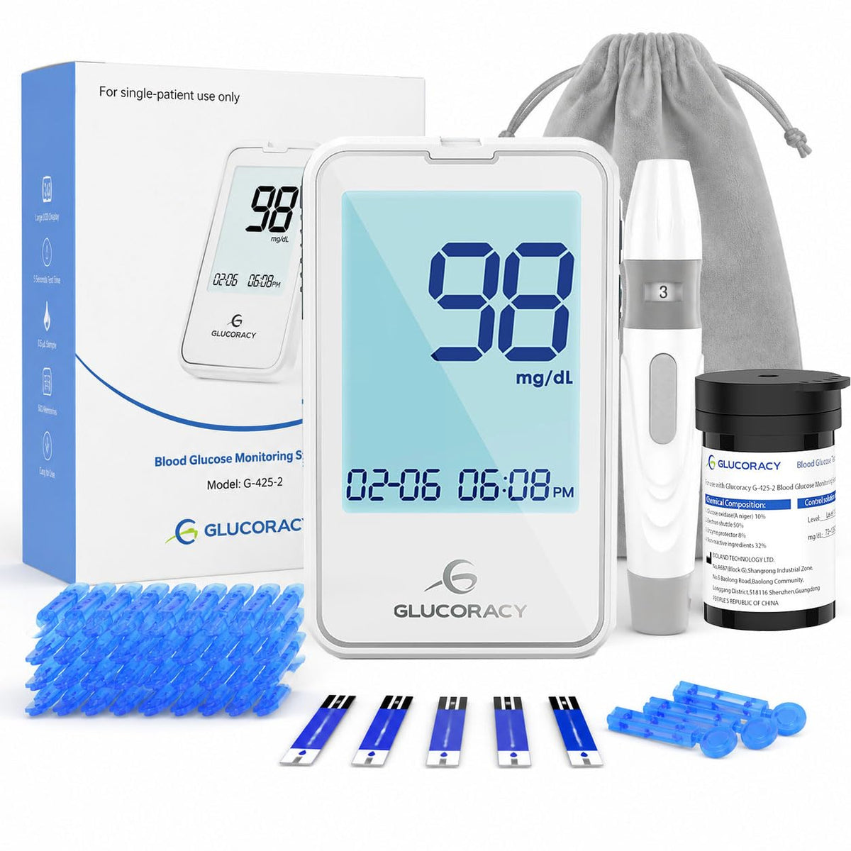Blood Glucose Monitor Kit with 50 Test Strips J4578
