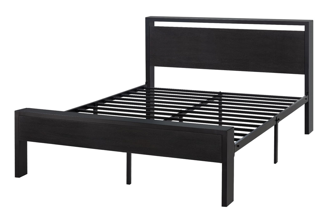 Full Size Bed Frame with Wooden Headboard and Footboard N636519