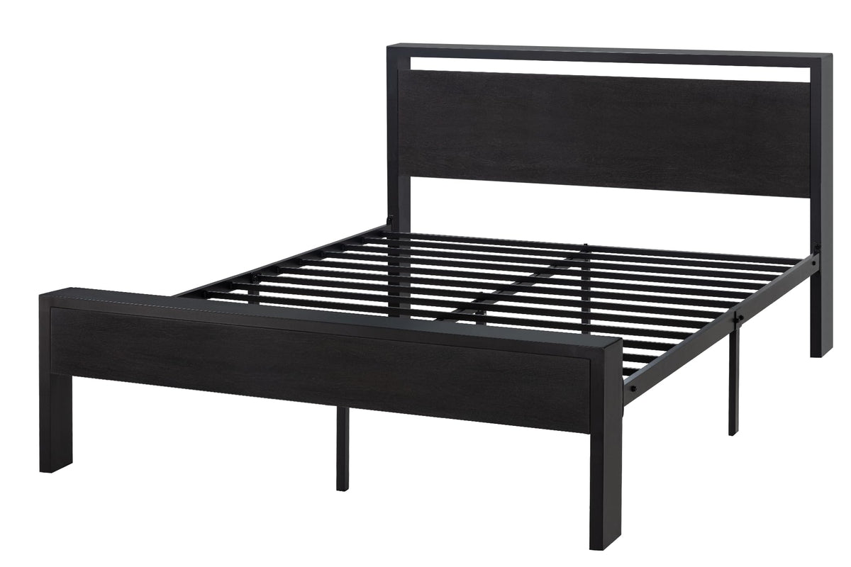 Full Size Bed Frame with Wooden Headboard and Footboard N636519