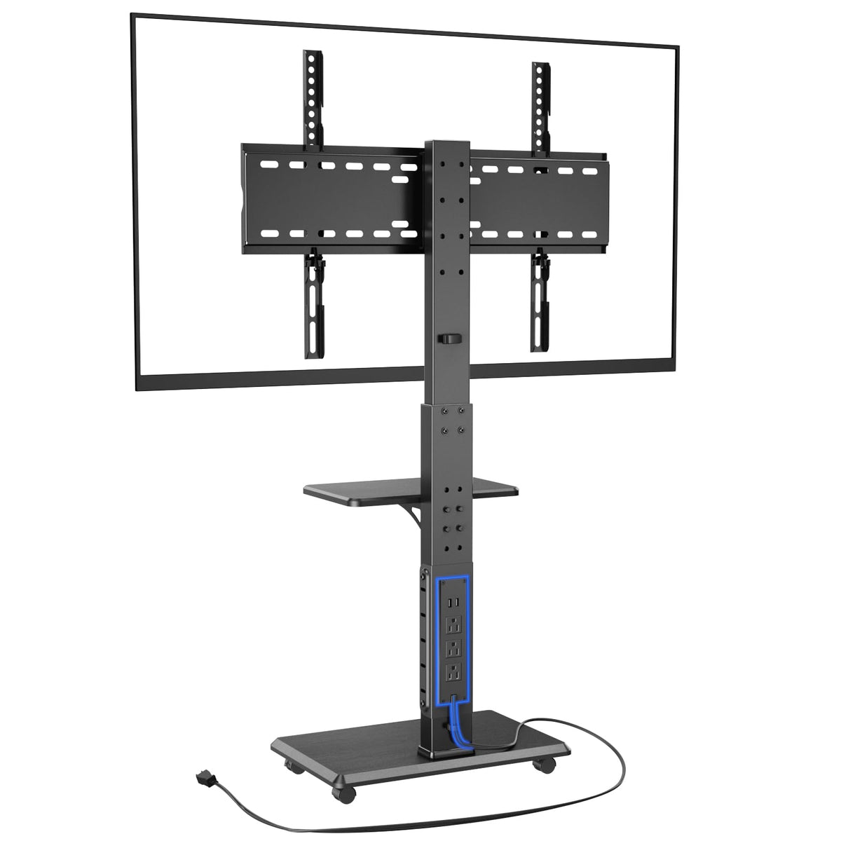 Height Adjustable Rolling TV Stand with Shelf H292