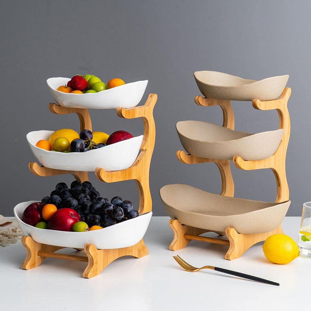 3 Tier Ceramic Fruit Basket with Holder E3837