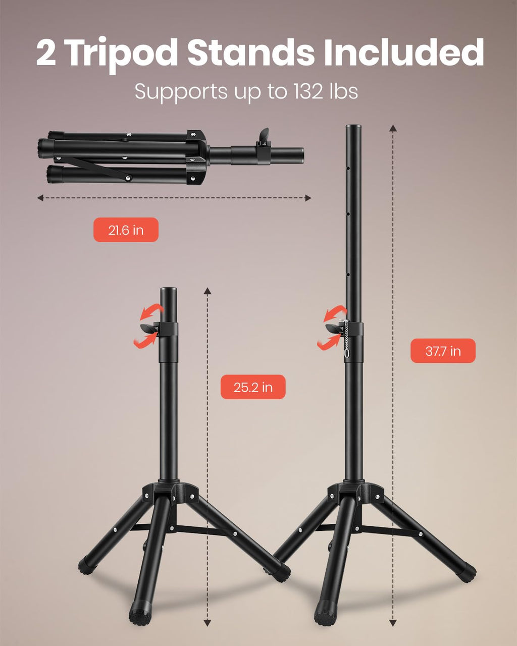 8 Inch Rechargeable PA Speakers with Tripod Stands F43637