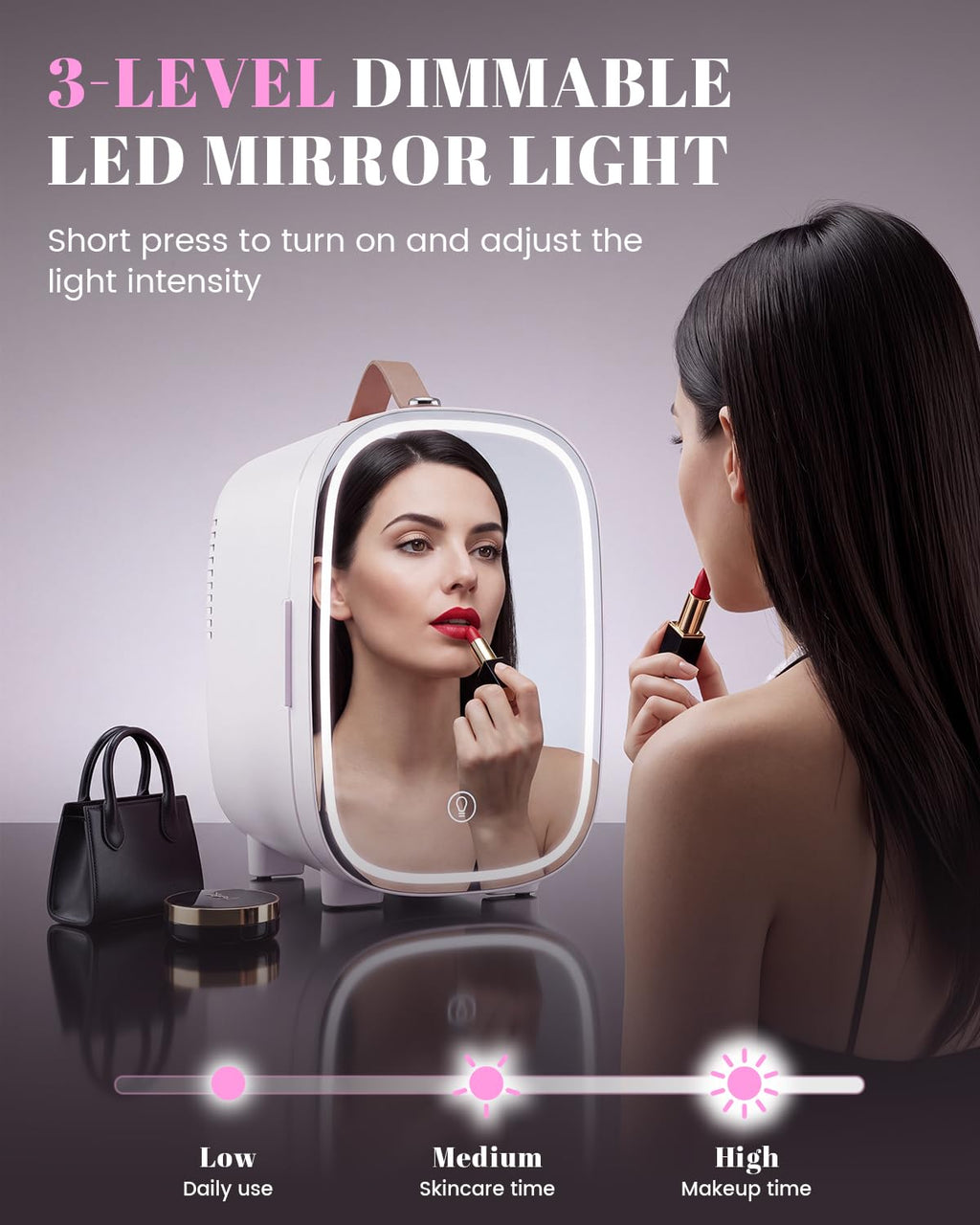 4 Liter 6 Can Portable Mini Fridge with LED Mirror C731916