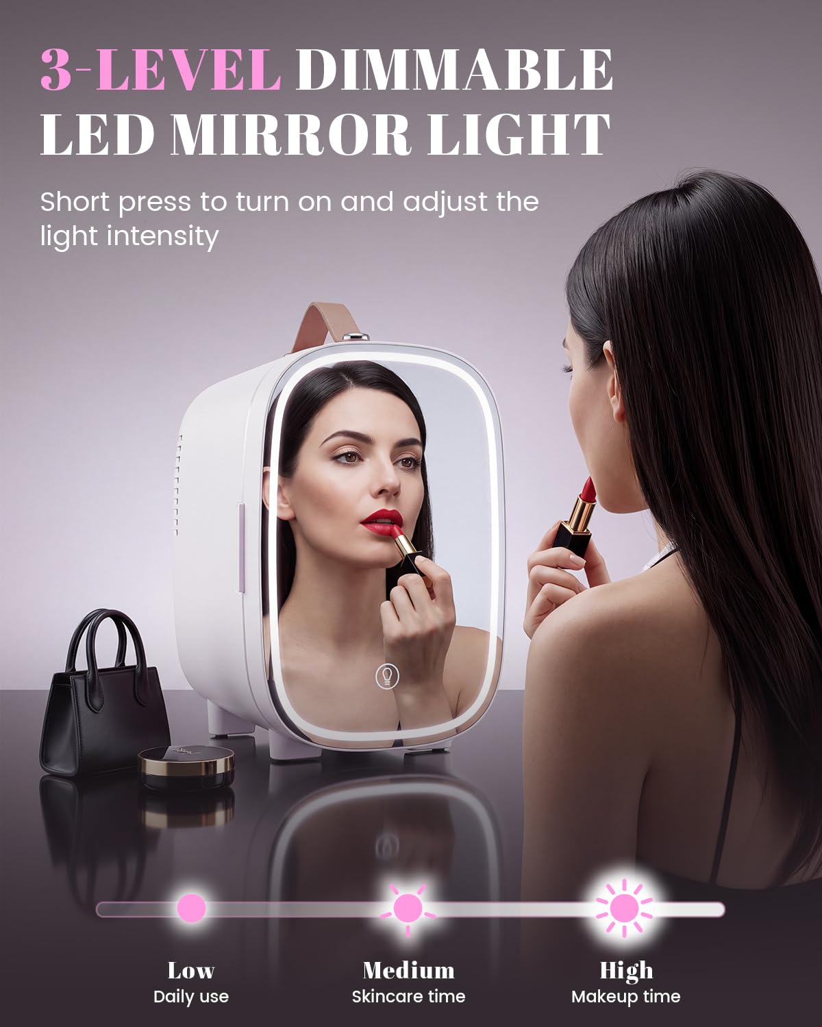4 Liter 6 Can Portable Mini Fridge with LED Mirror C731916