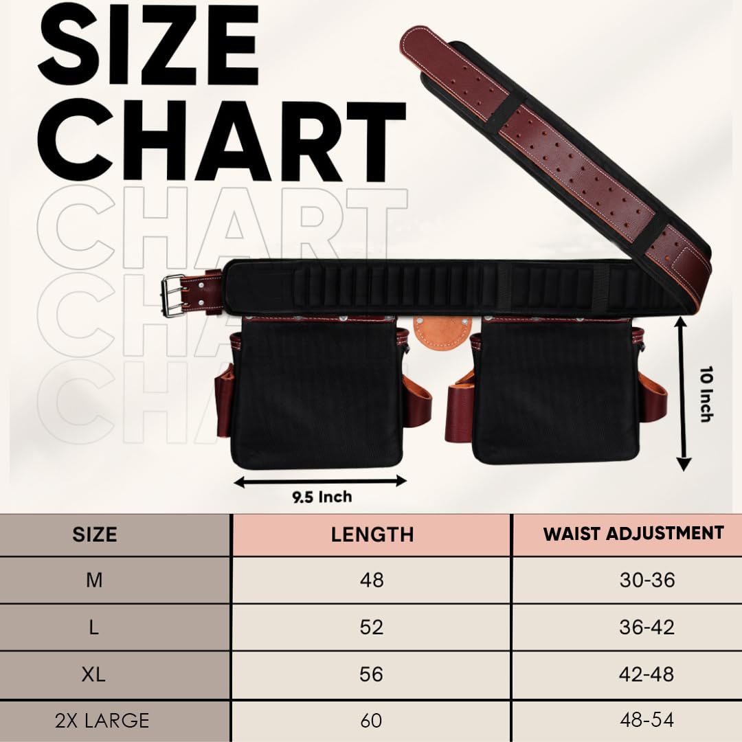 Heavy Duty Leather & 1680D Nylon 26 Pockets Electrician Tool Belt & Bag Combo U14294