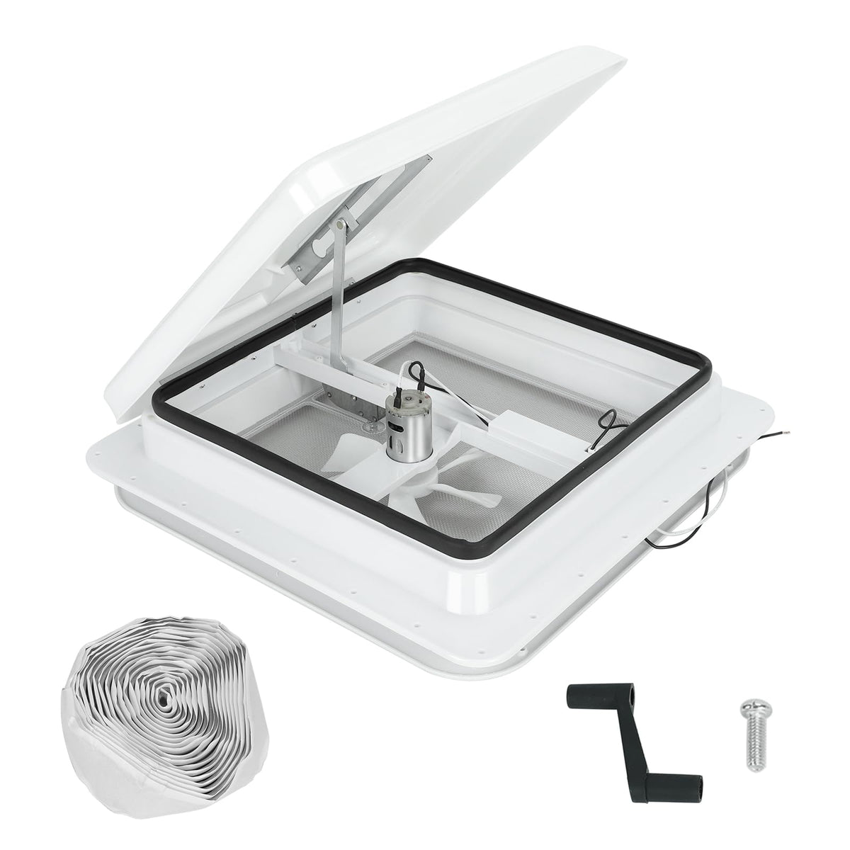 14" RV Roof Vent with 12V Fan White Lid W8553