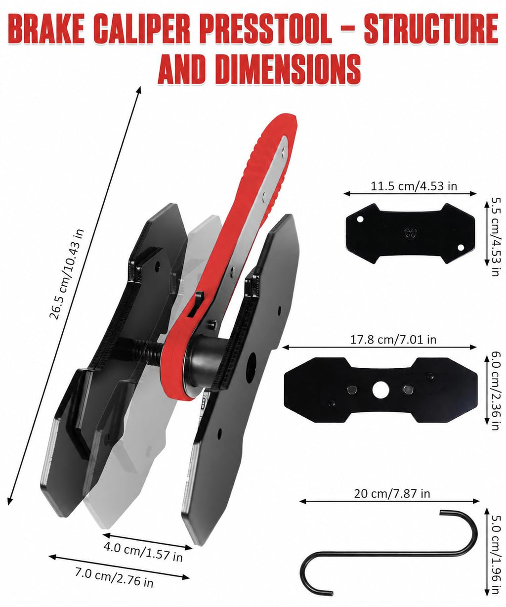 Brake Caliper Compression Tool with 2 Steel Plates and 2 Hooks U89836