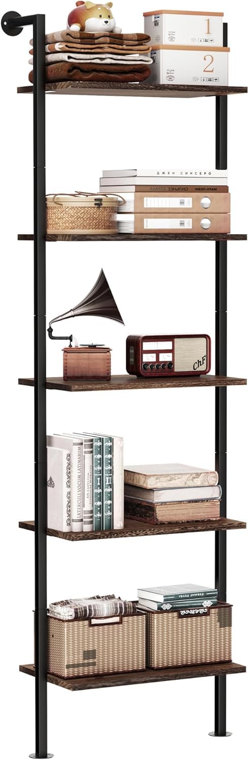 5-Tier Solid Wood Ladder Bookshelf I2360