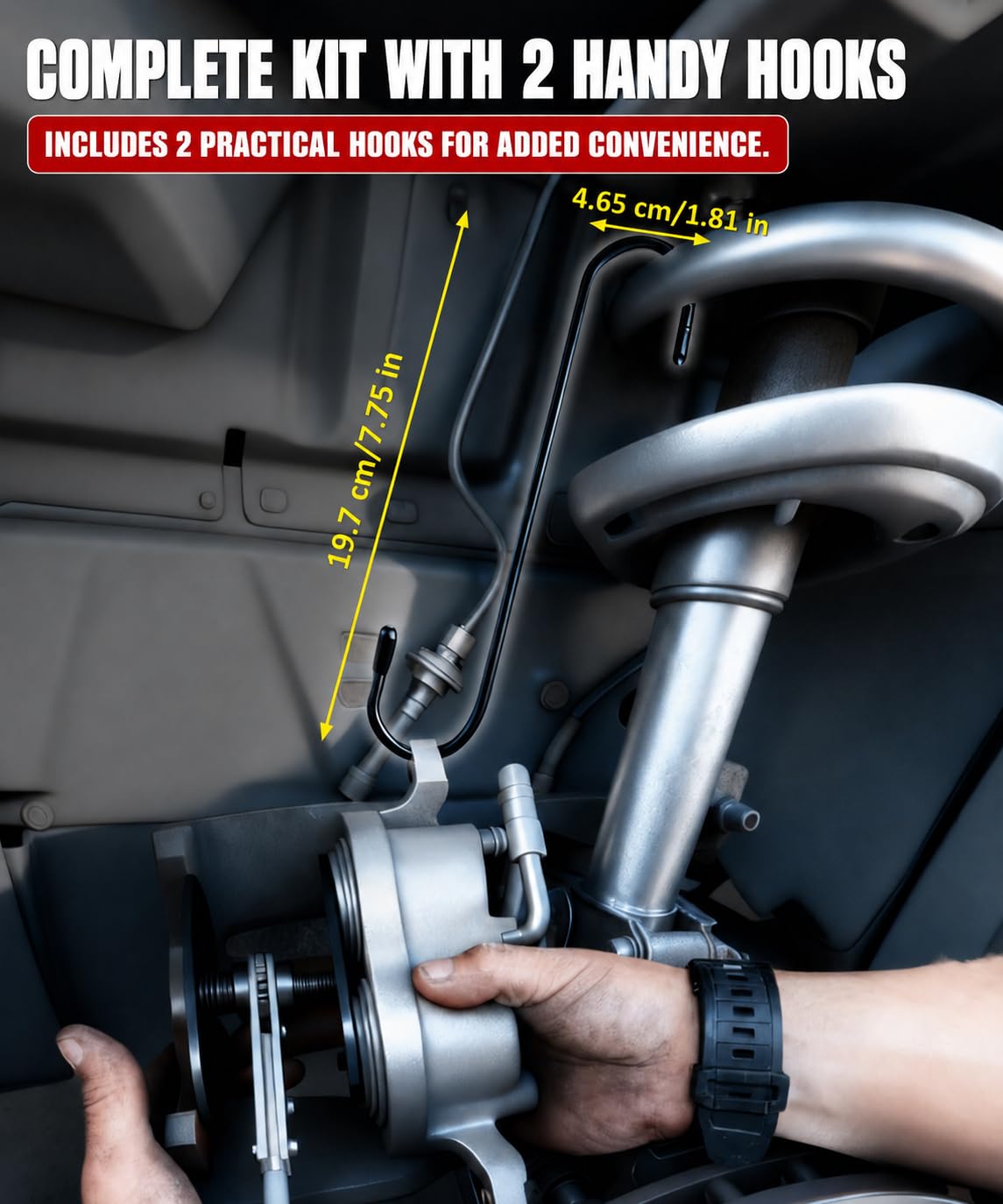 Brake Caliper Compression Tool with 2 Steel Plates and 2 Hooks U89836