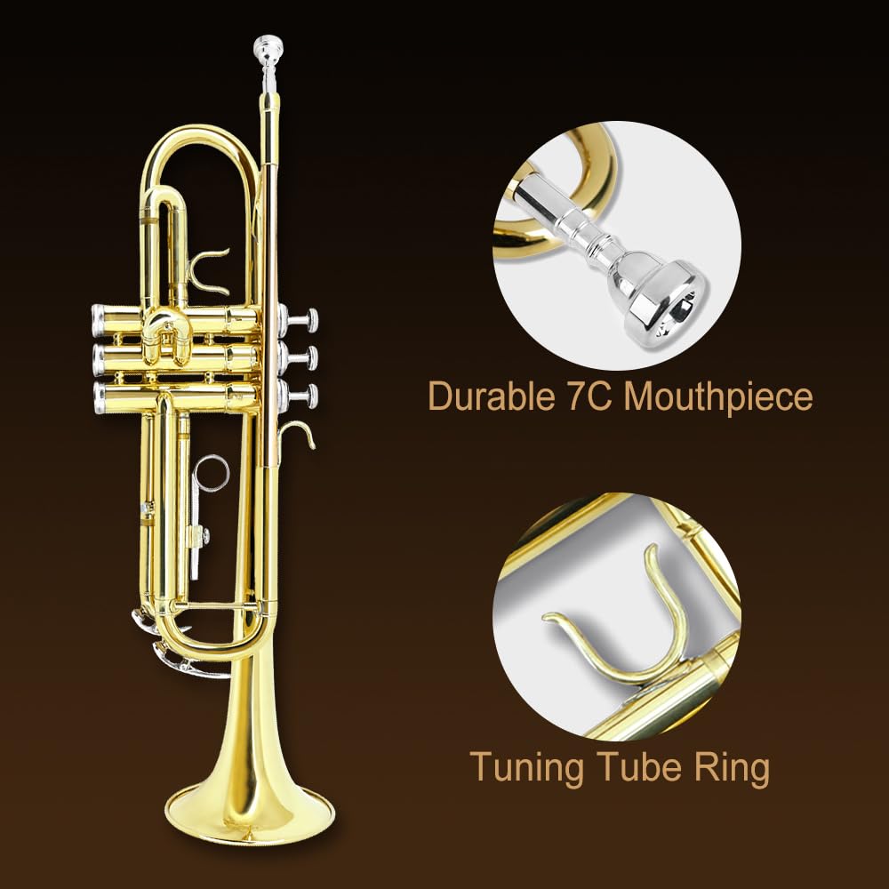 Standard Trumpet Set with Carrying Case 7C Mouthpiece Brass Q69380