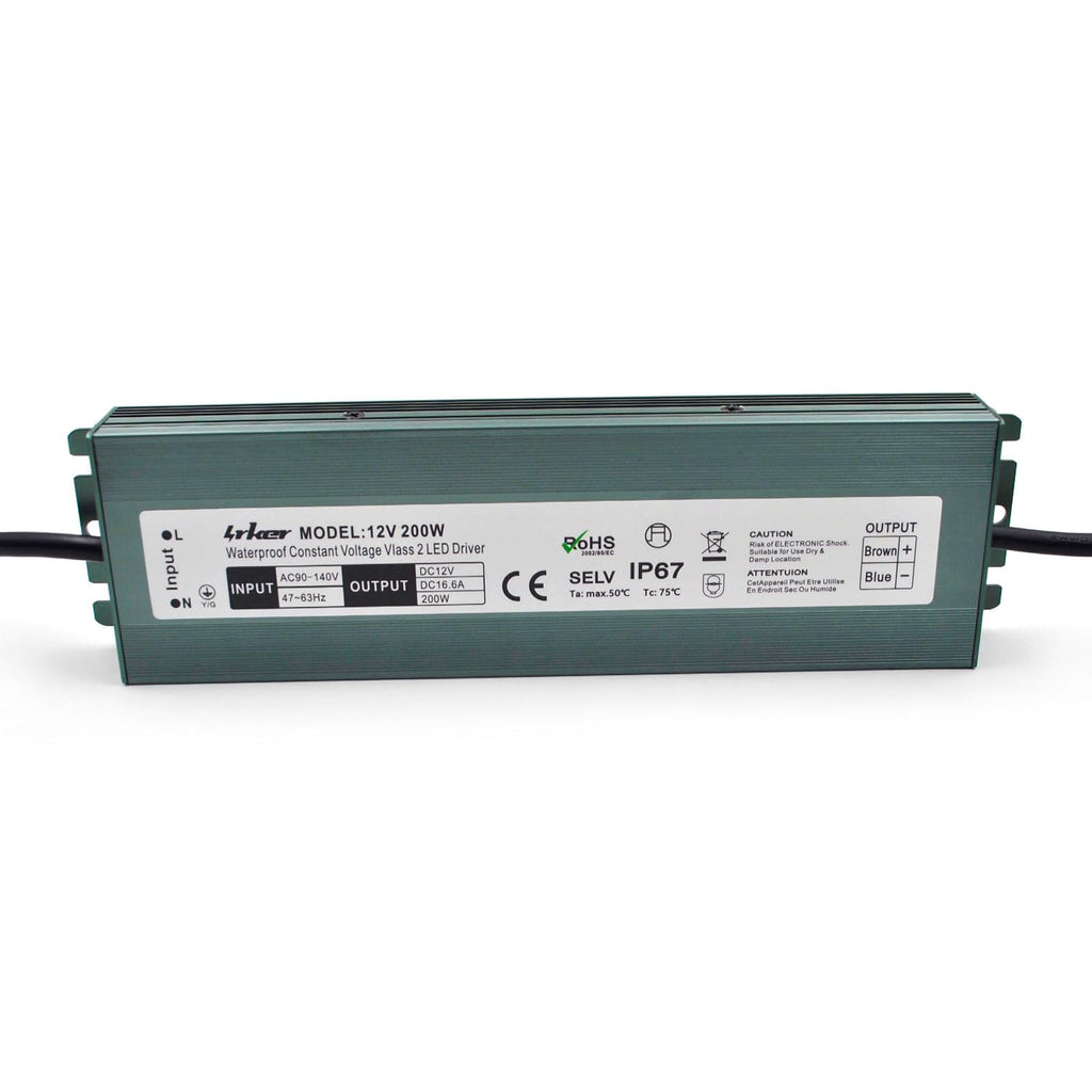 2 Pack 12V 200W Waterproof IP67 LED Driver S841