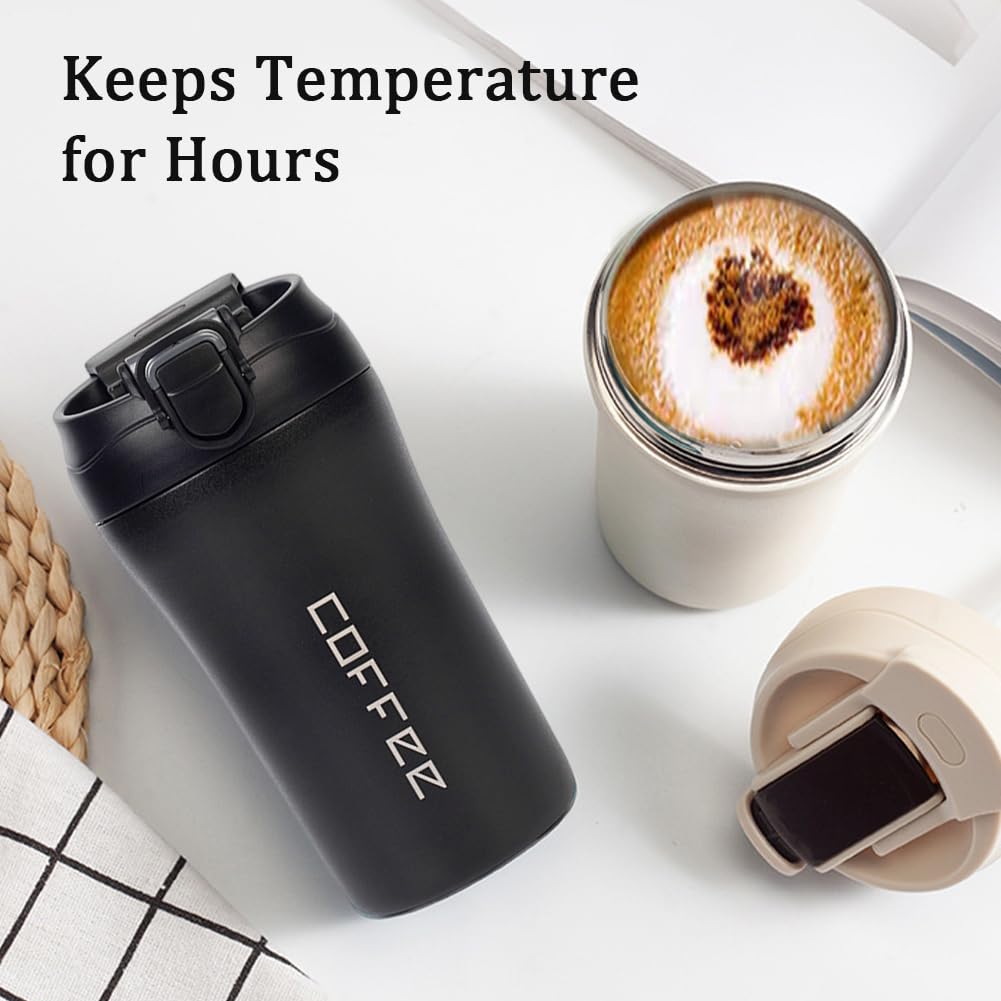 14oz 2 Pack Insulated Stainless Steel Coffee Tumbler Set with Lid and Straw I31933