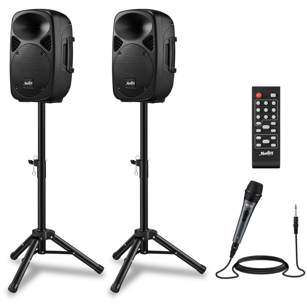 8 Inch Rechargeable PA Speakers with Tripod Stands F43637