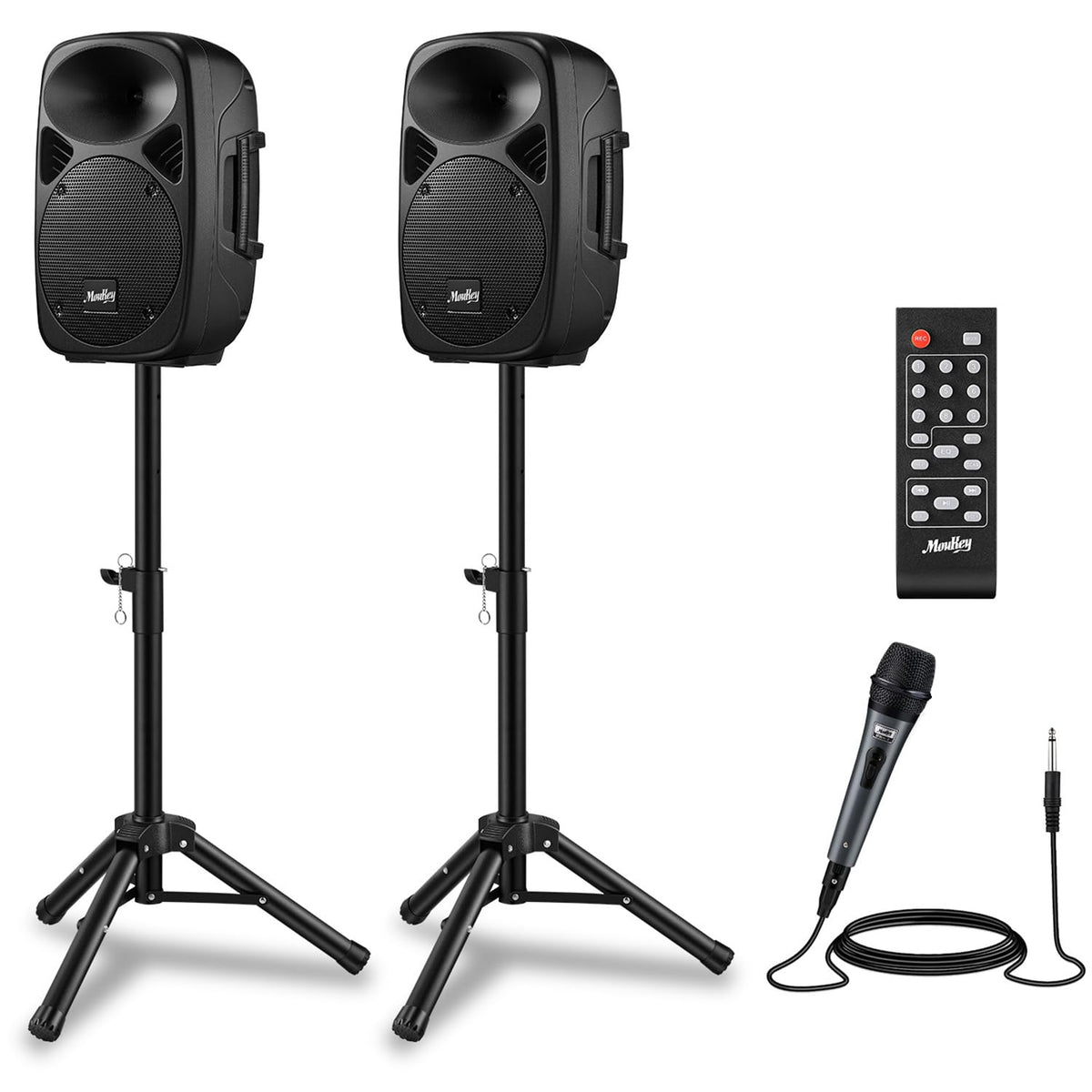 8 Inch Rechargeable PA Speakers with Tripod Stands F43637