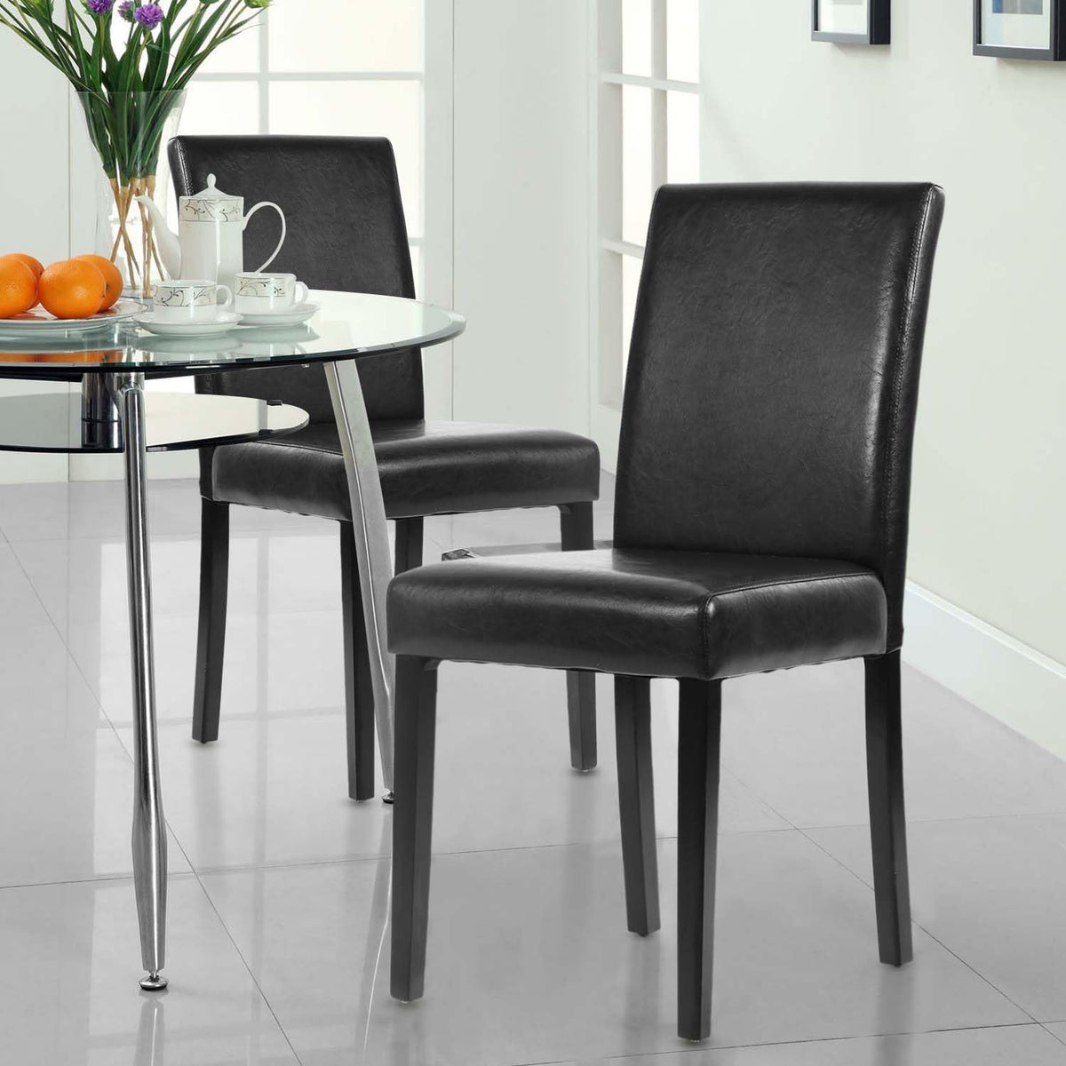Black PU Leather Set of 4 Dining Chairs J847054