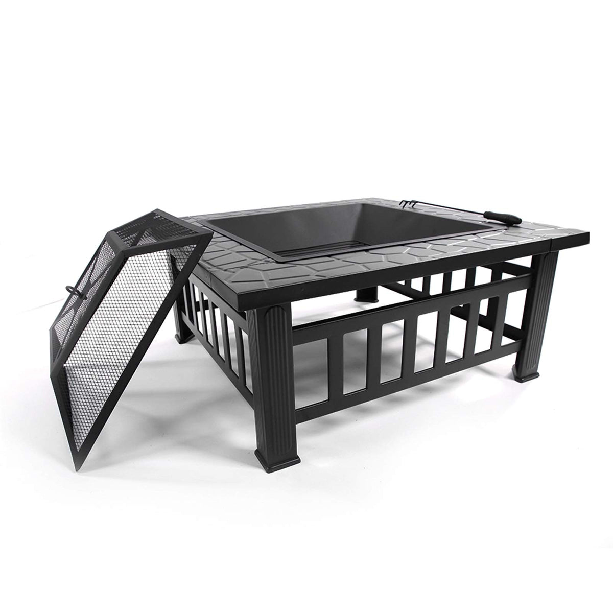 32 inch Black Wood Burning Steel Fire Pit J4813