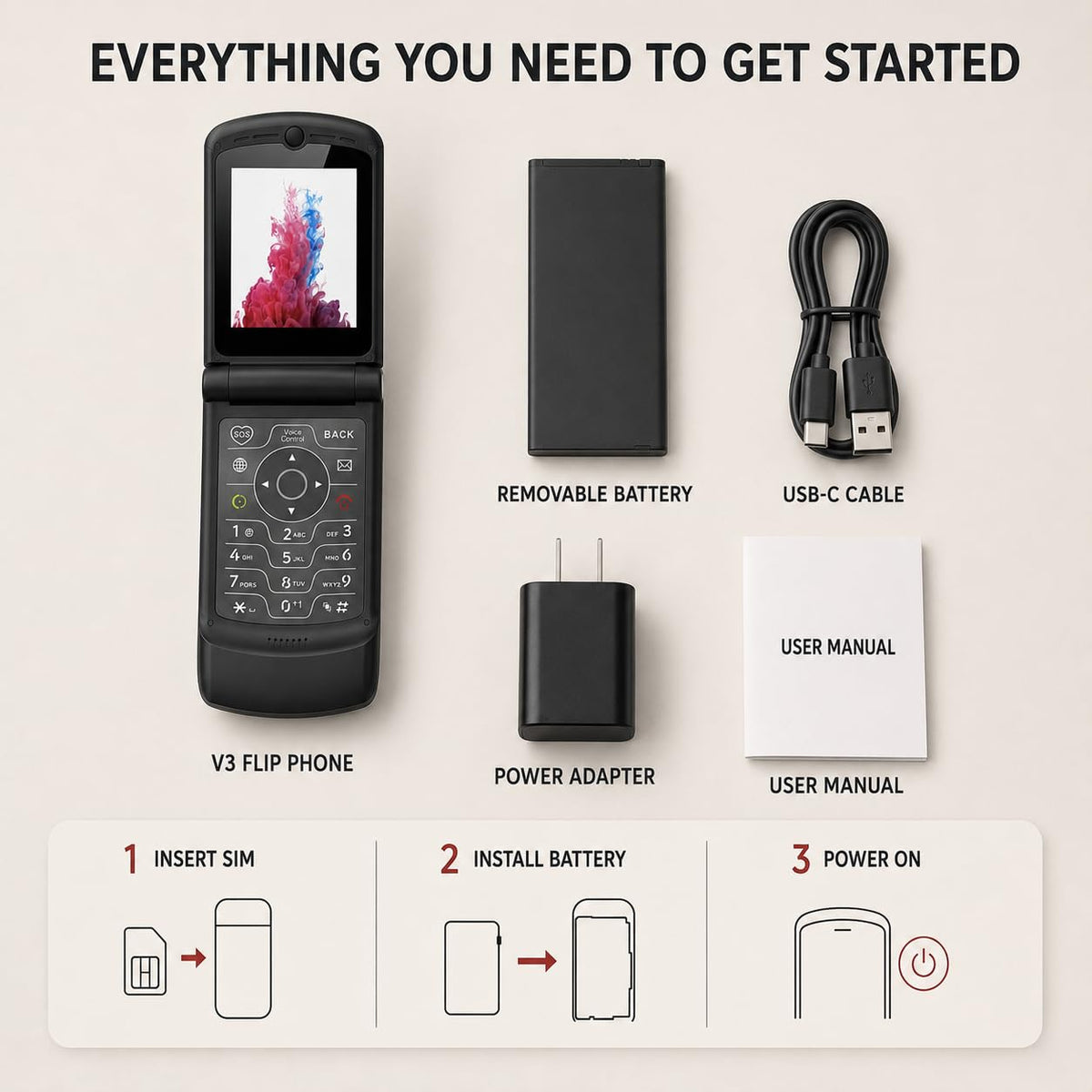 4G LTE Flip Phone, Android 11 Go, Dual Screens, 2GB RAM 16GB Storage A1674