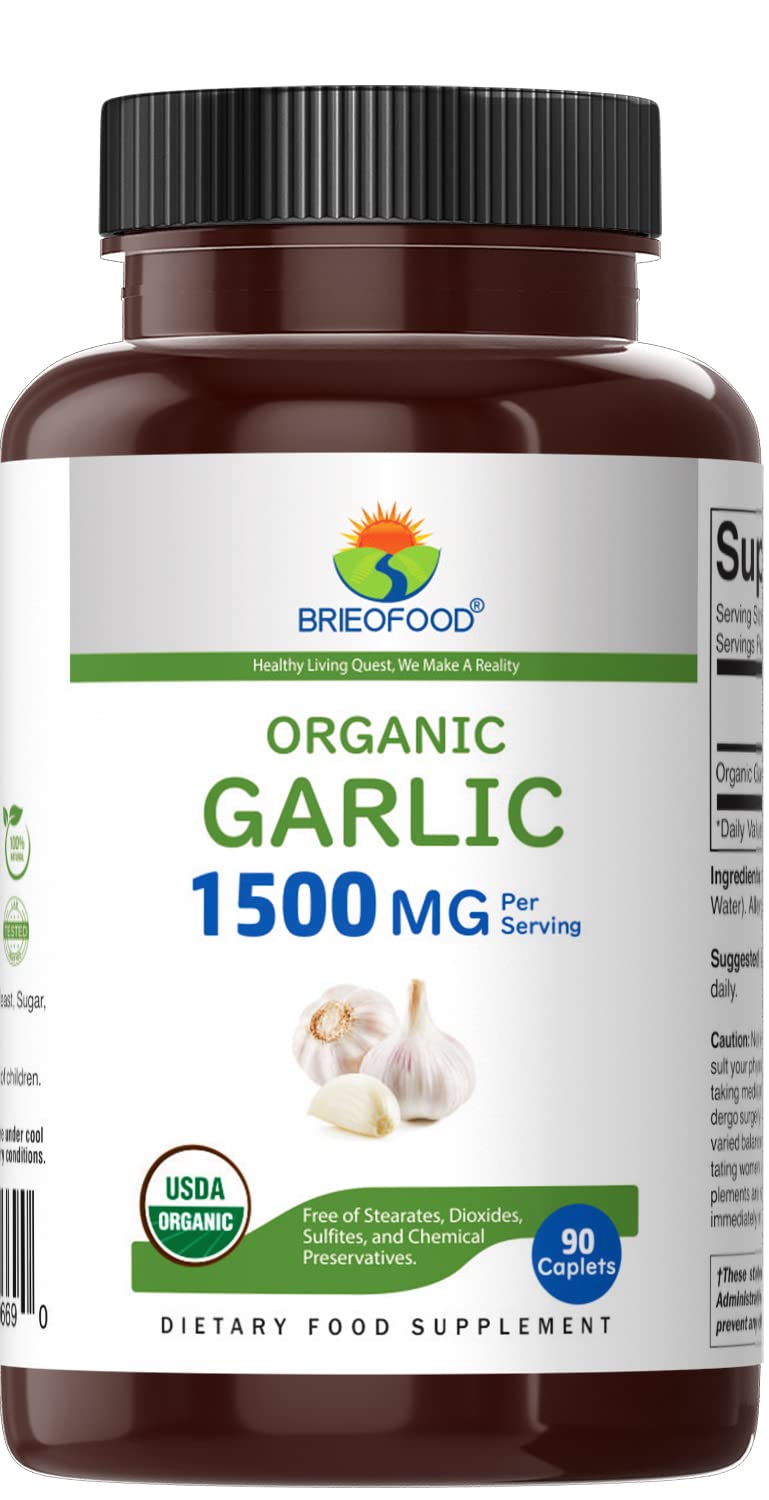Organic Garlic 1500mg 90 Vegetarian Tablets U744684