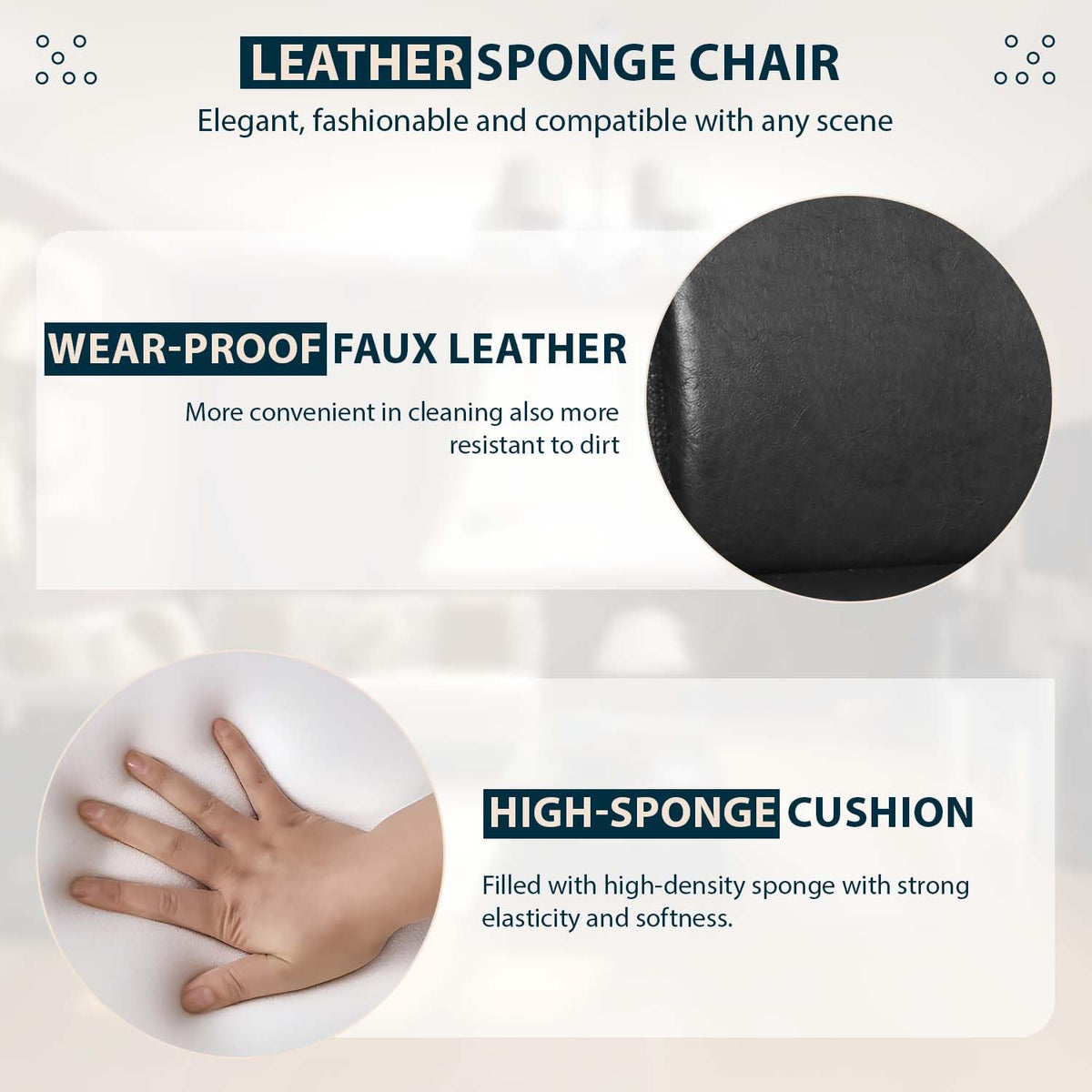 Black PU Leather Set of 4 Dining Chairs J847054