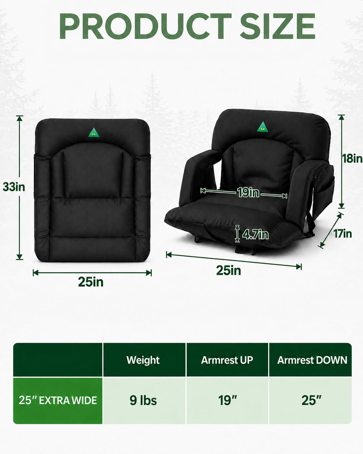 25" Wide Stadium Seats with Armrests & Back Support E7946