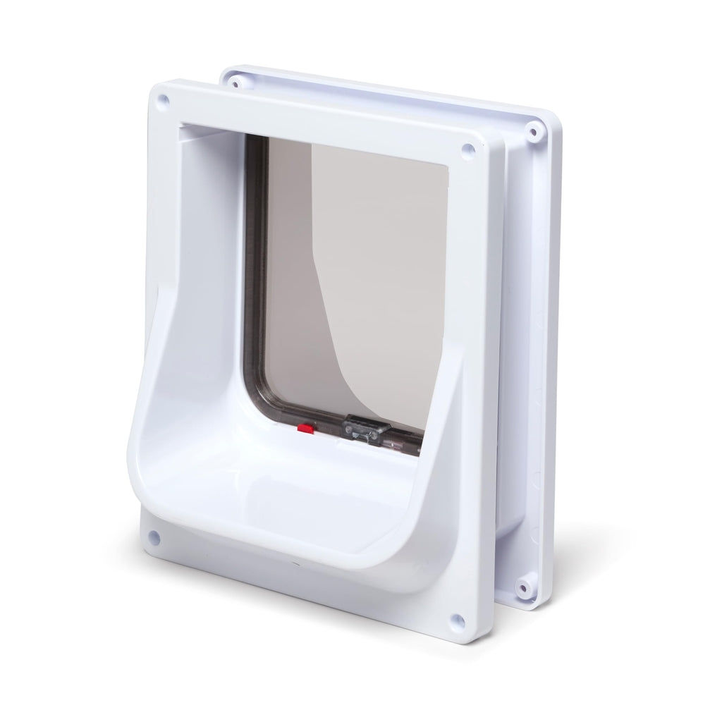 Electromagnetic 4-Way-Locking Cat Flap with 2 Collar Keys White S430