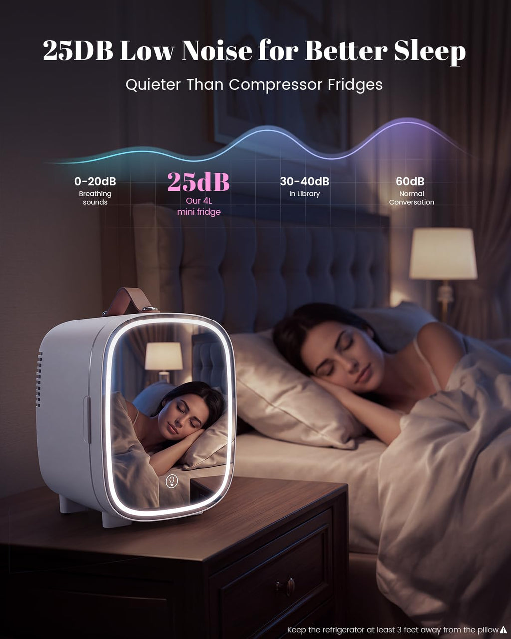 4 Liter 6 Can Portable Mini Fridge with LED Mirror C731916