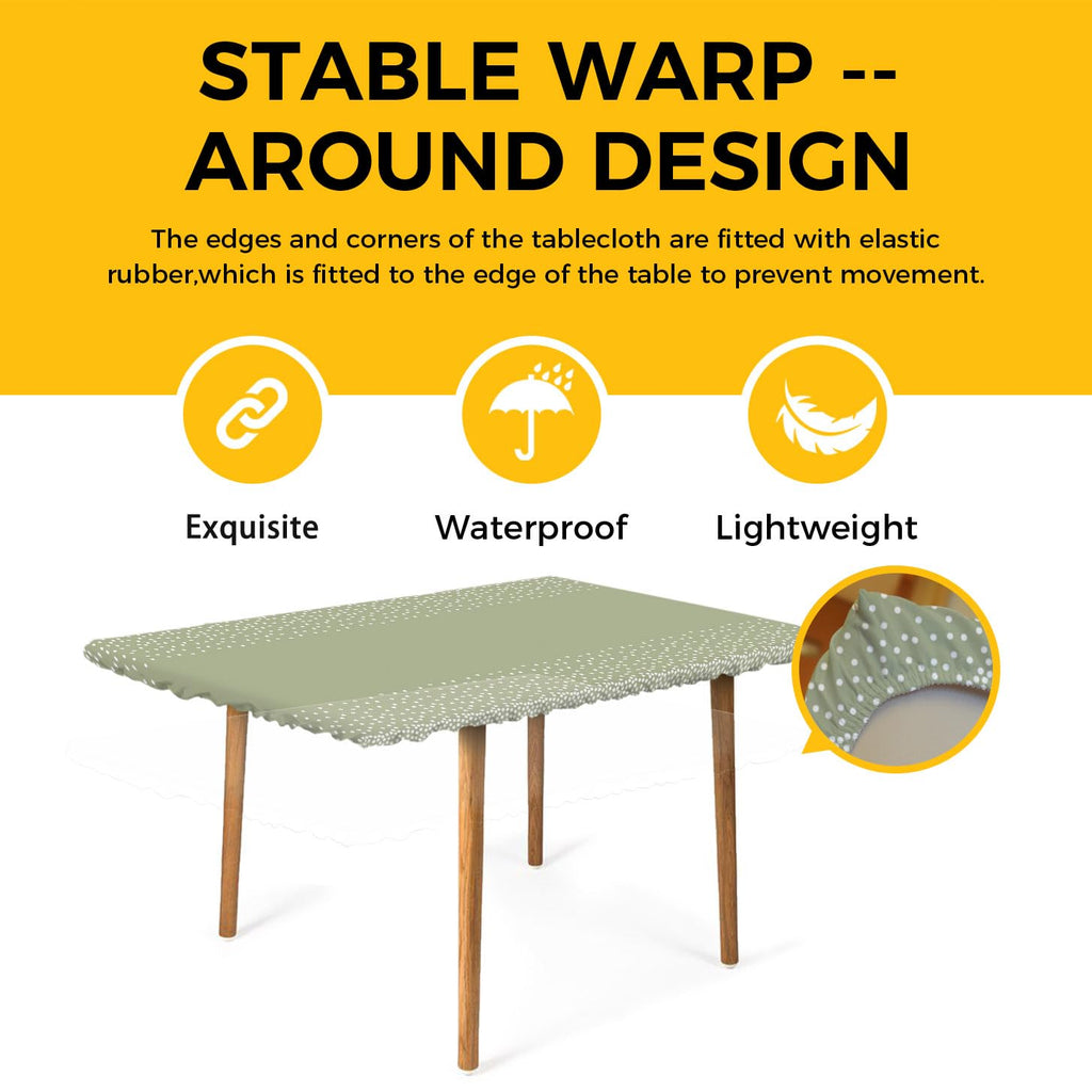 White Speckles Grain Fitted Rectangle Tablecloth 32" x 72" Elastic Waterproof Table Cover Z34900