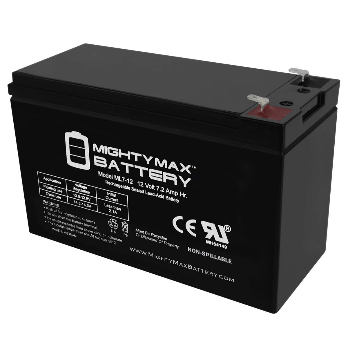 12 Volt 7.2 AH SLA Battery V626