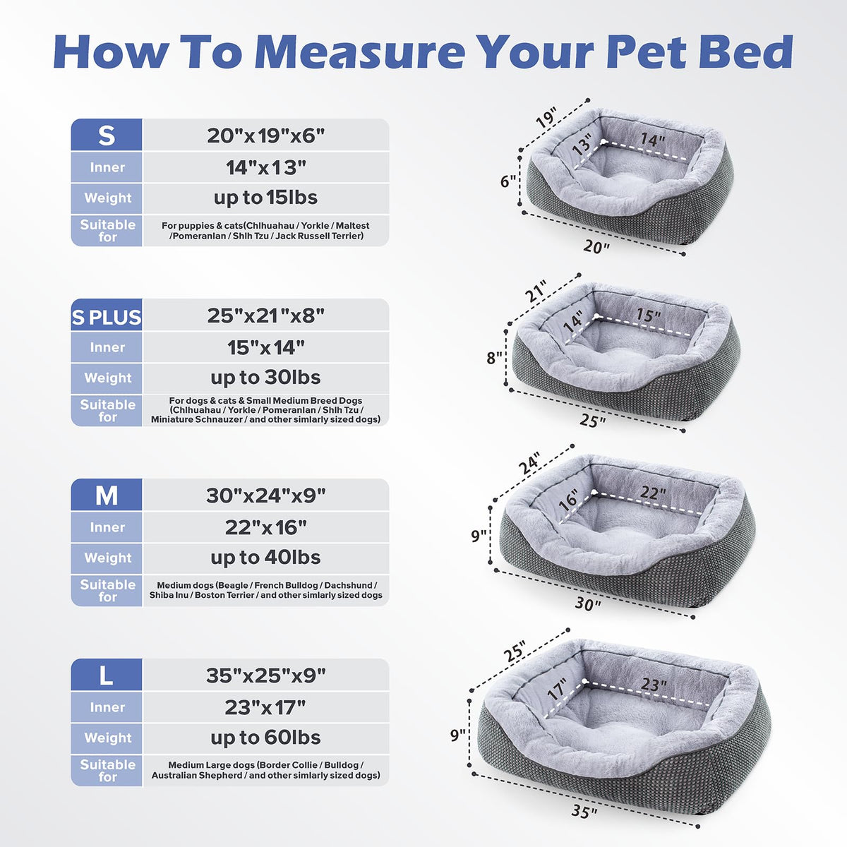 Medium Washable Orthopedic Dog Bed with Anti-Slip Bottom W3903