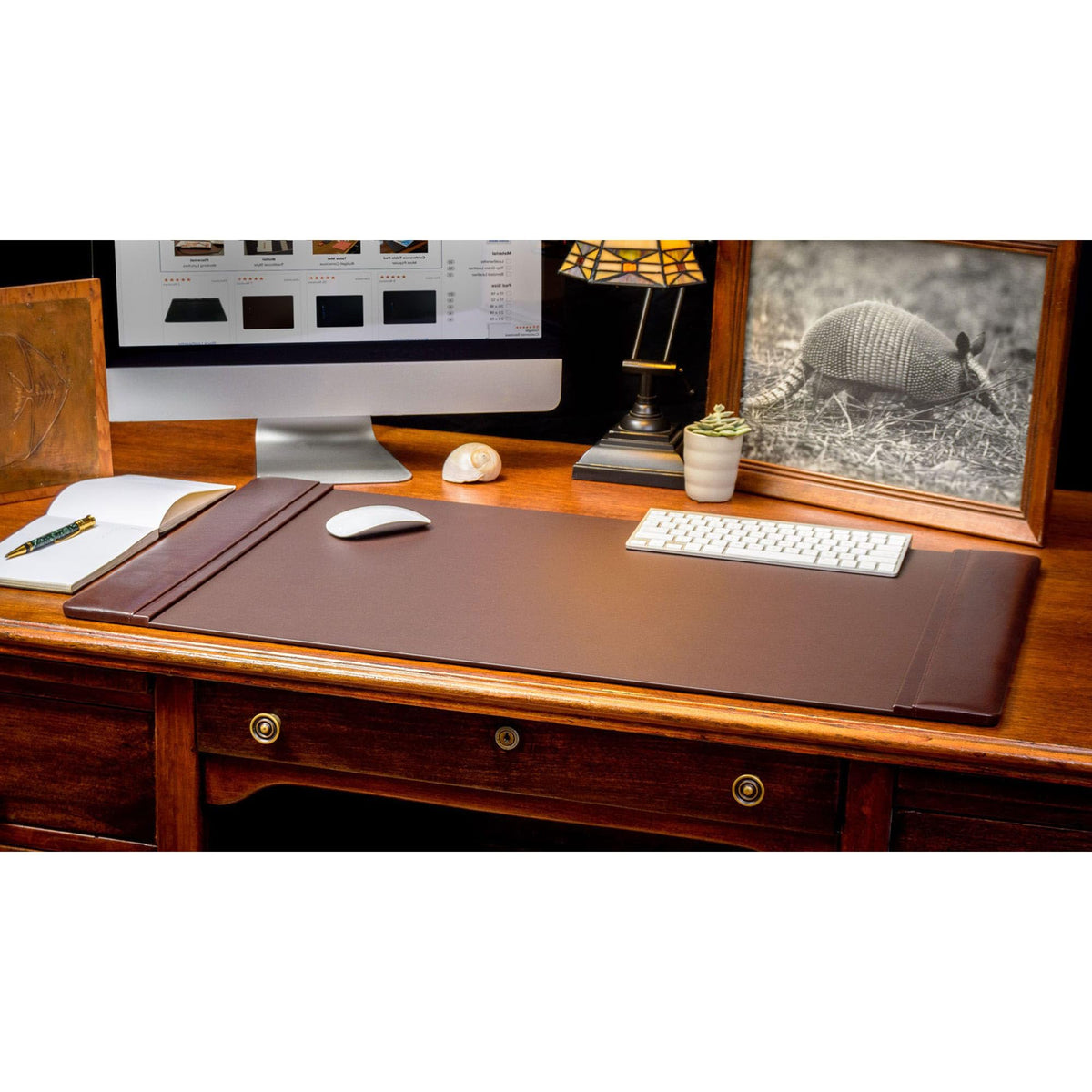 Chocolate Brown Leather 8 Piece Desk Set C388