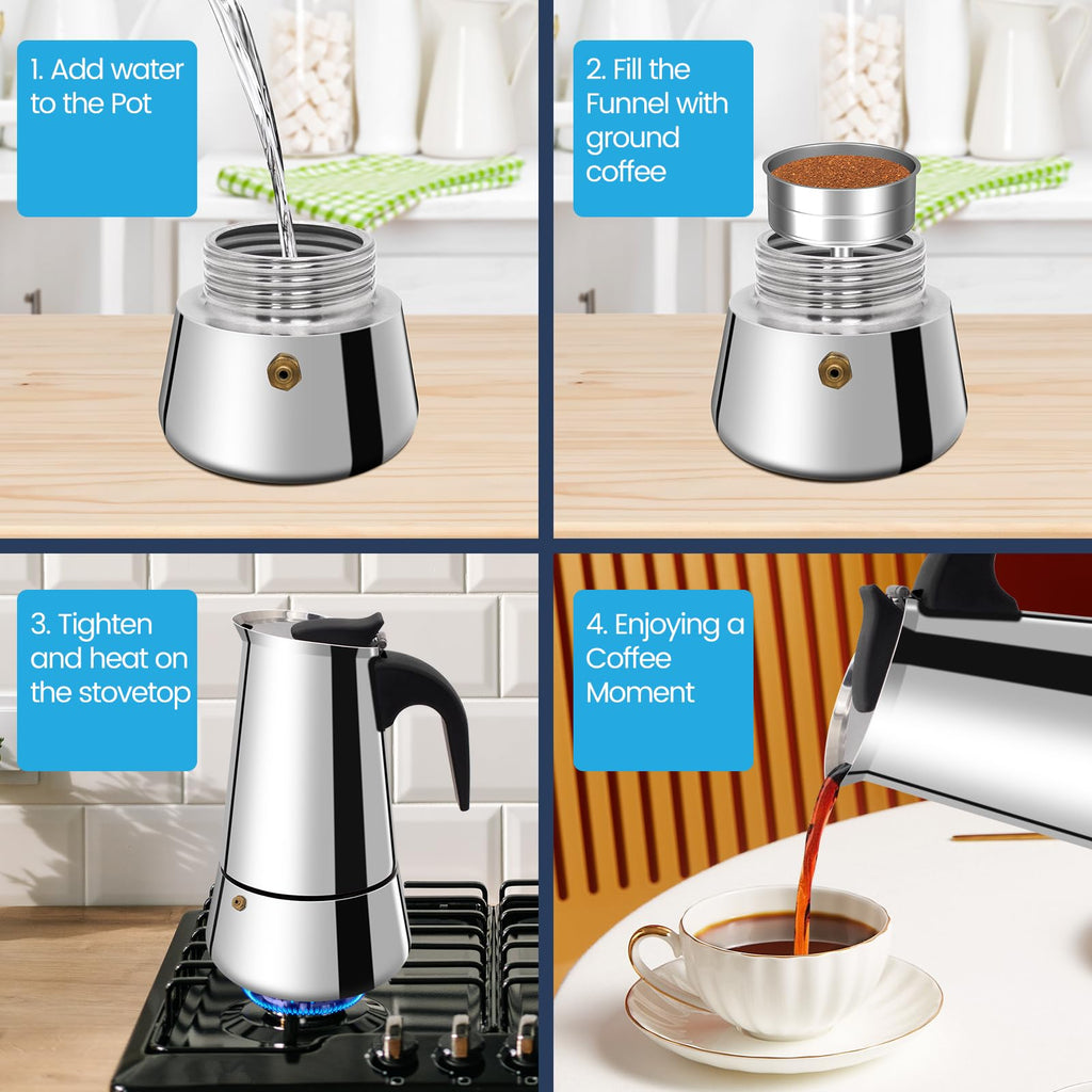 12 Cup Stainless Steel Moka Pot S4489
