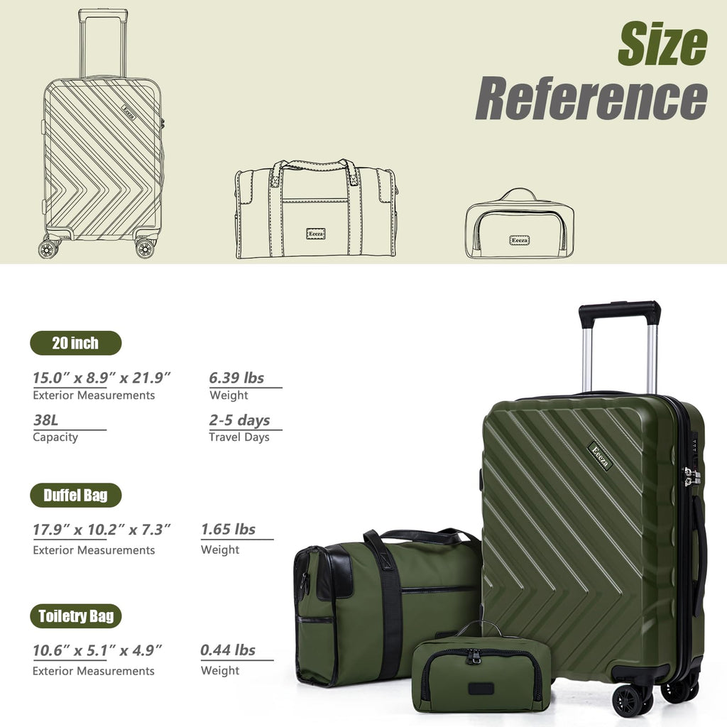 3 Piece White Carry On Luggage Set A504905
