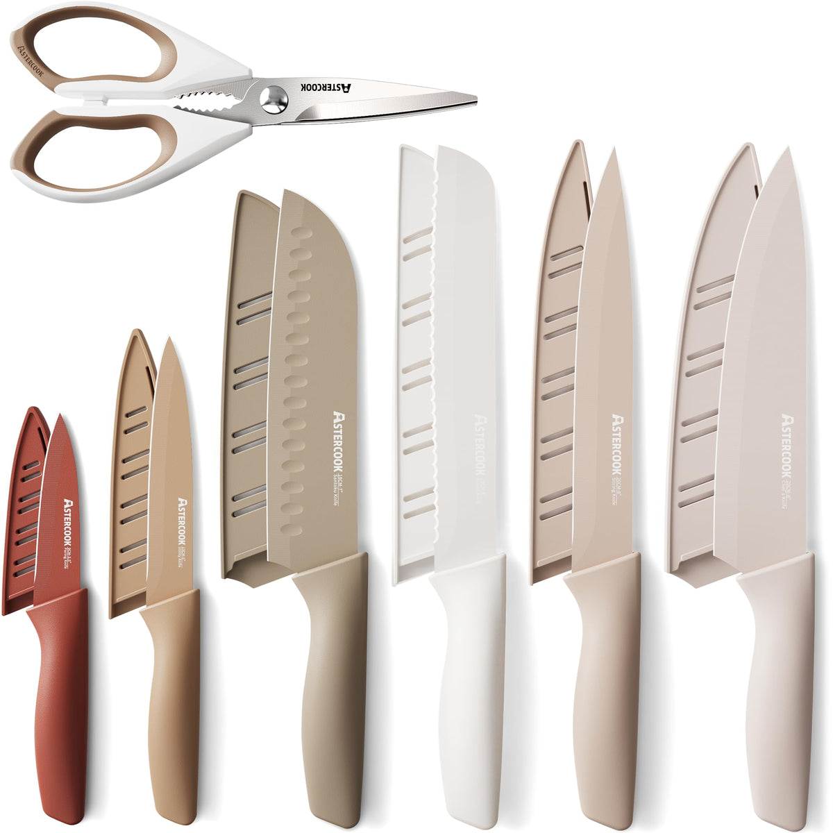 13 Piece Stainless Steel Kitchen Knife Set with Blade Guards Z91280