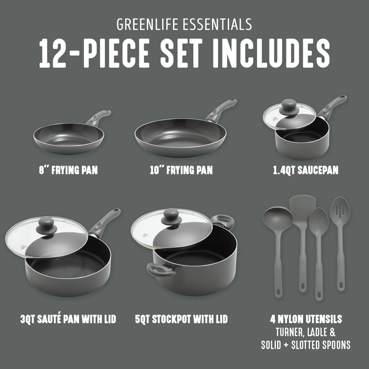 12 Piece Ceramic Nonstick Cookware Set K246223