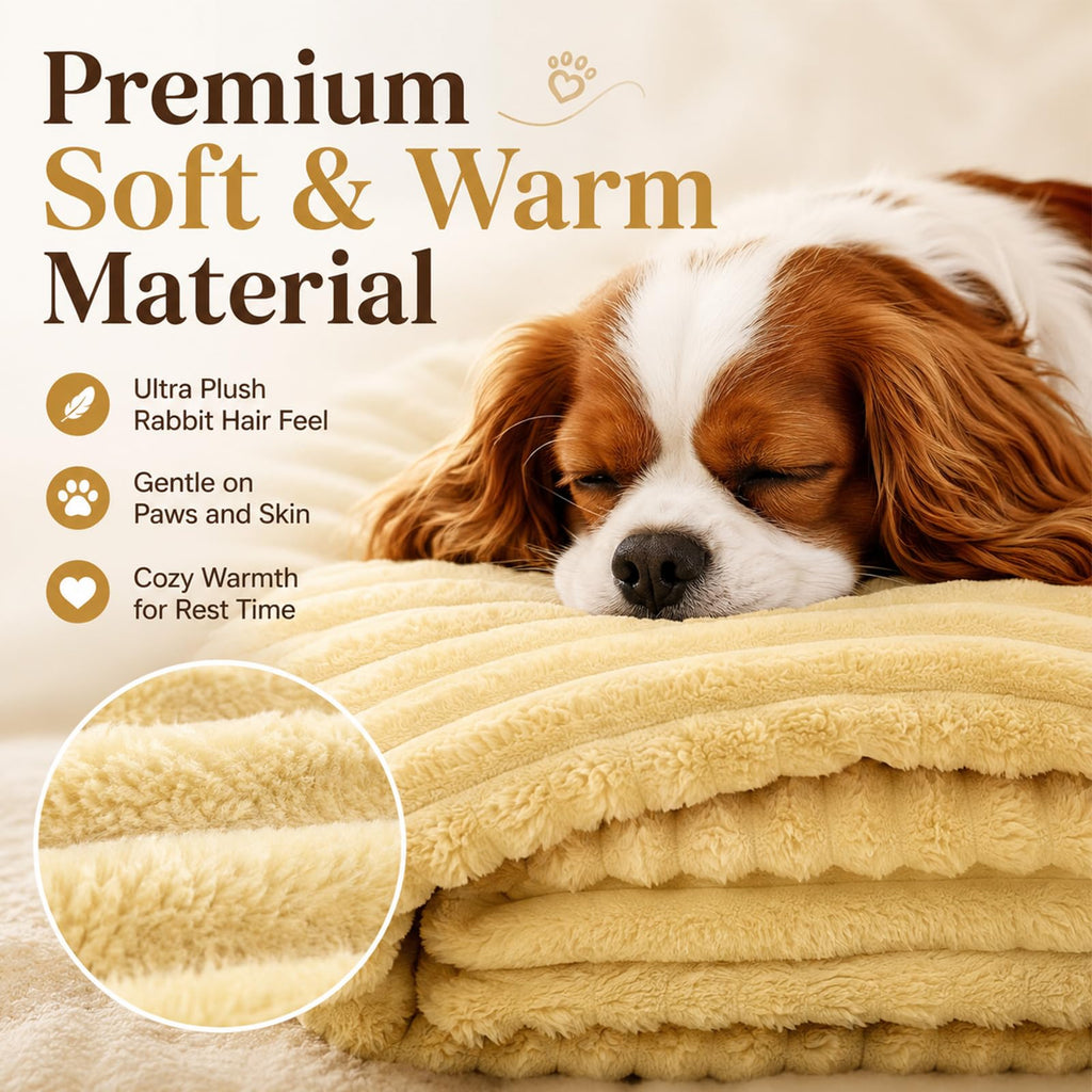 Yellow Rabbit Hair Plush Pet Blanket N7113