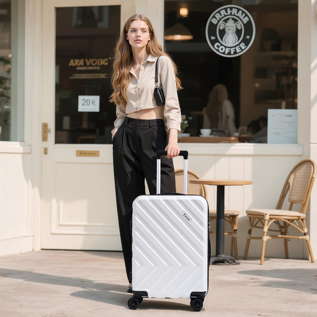 3 Piece White Carry On Luggage Set A504905