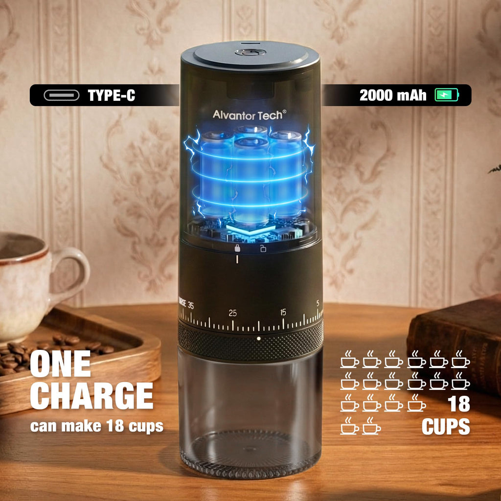Portable Electric Burr Coffee Grinder with Ceramic Conical Burr O7649