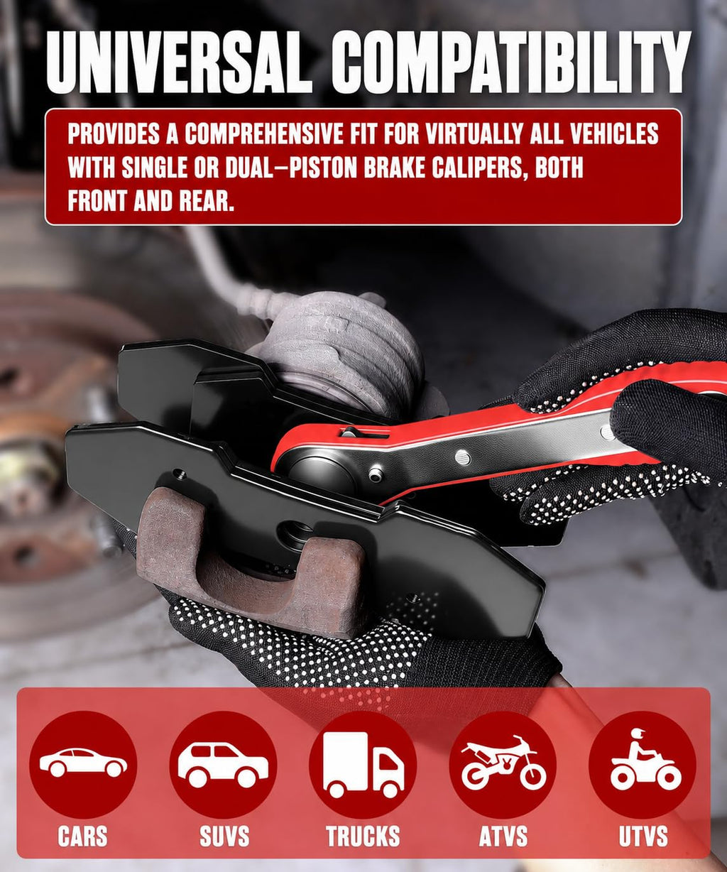 Brake Caliper Compression Tool with 2 Steel Plates and 2 Hooks U89836